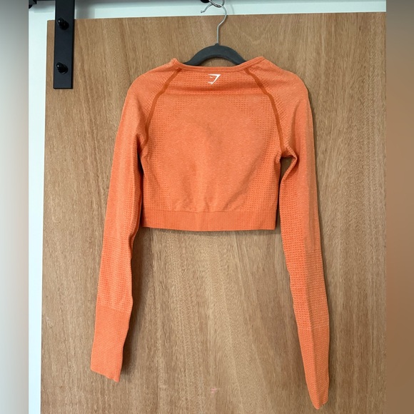 Gymshark Vital Crop Top long sleeve & leggings set apricot gym workout -S - Picture 15 of 15